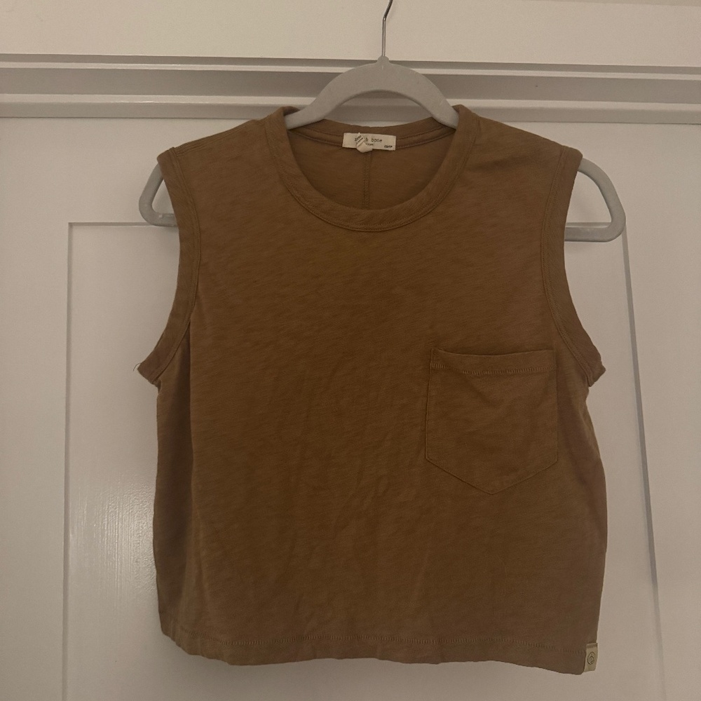 RAG & BONE Mini Slub Pocket Tank - Ocher
